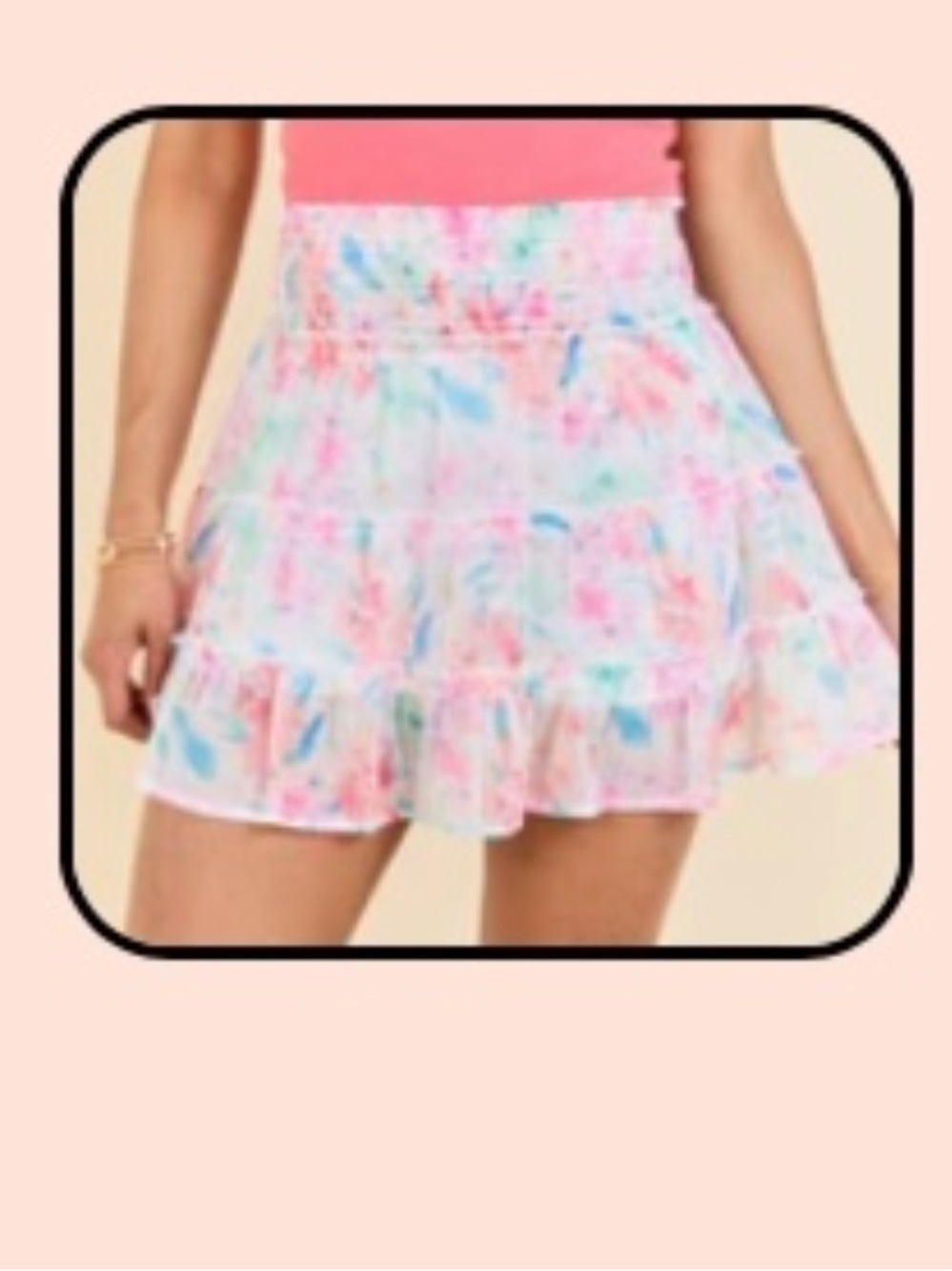 NWOT Pink Lily “Through the Garden” bright floral skort
